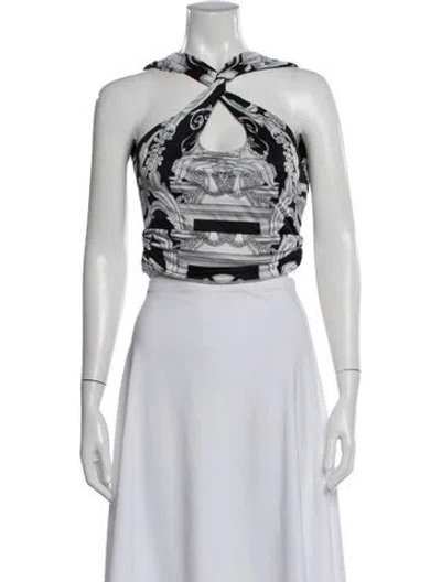 Pre-owned Versace Printed Halterneck Top In Yellow