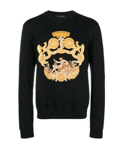 Versace Printed Hoodie In Black
