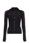 Versace Tech Hoodie Top With Logo Motif In Nero