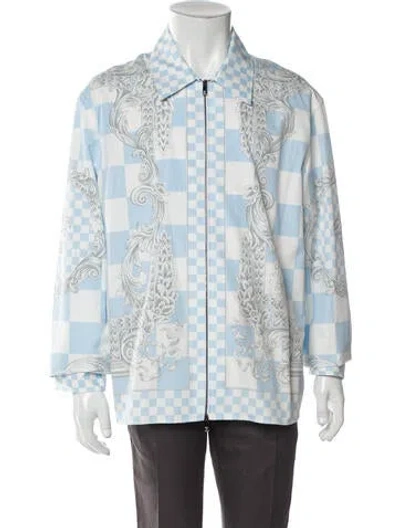 Pre-owned Versace Printed Jacket In Blue
