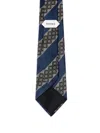 Versace Printed Jacquard Silk Tie In Blue