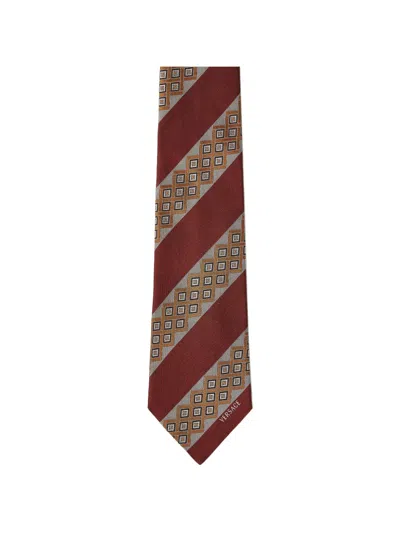Versace Printed Jacquard Silk Tie In Metallic
