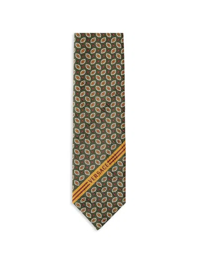 Versace Printed Jacquard Silk Tie In Multi