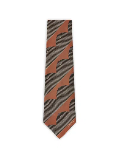 Versace Printed Jacquard Silk Tie In Neutral