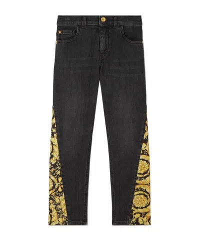 Versace Printed Jeans In Black