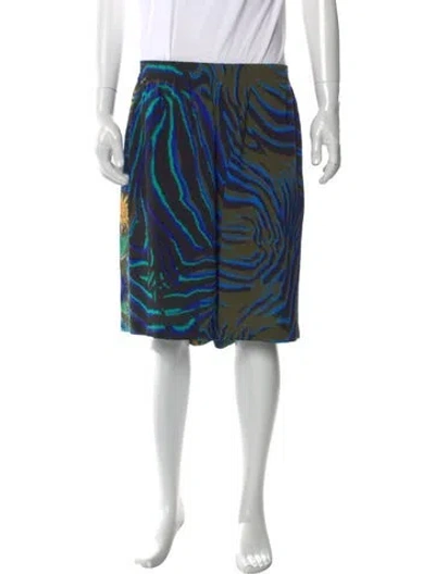 Pre-owned Versace Printed Jogger Shorts W/ Tags In Blue