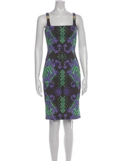 Pre-owned Versace Printed Knee-length Dress In Black
