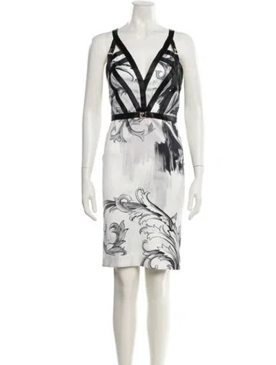Pre-owned Versace Printed Knee-length Dress W/ Tags In Black
