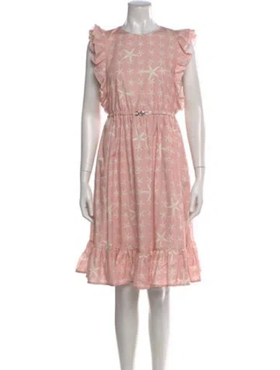 Pre-owned Versace Printed Knee-length Dress W/ Tags In Pink