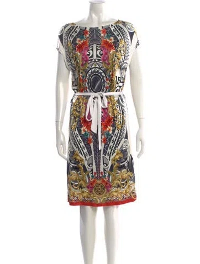 Pre-owned Versace Printed Knee-length Dress In White
