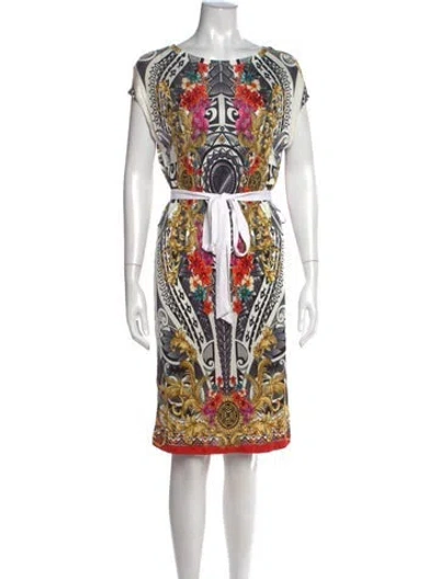 Pre-owned Versace Printed Knee-length Dress In White