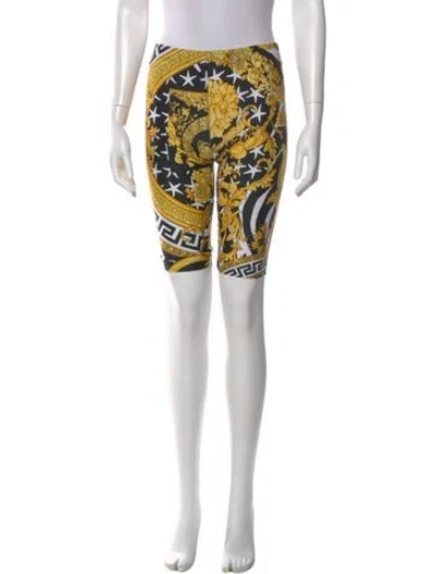 Pre-owned Versace Printed Knee-length Shorts In Yellow