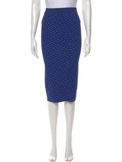 Pre-owned Versace Printed Knee-length Skirt In Blue