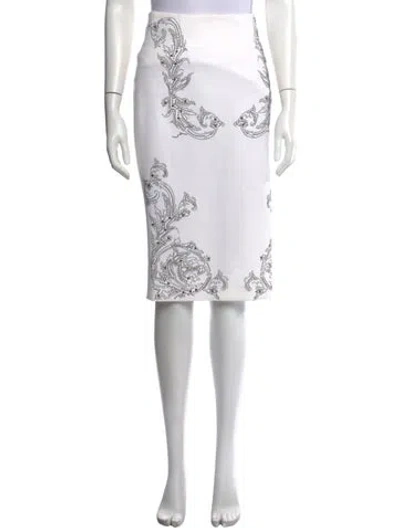 Pre-owned Versace Printed Knee-length Skirt In White