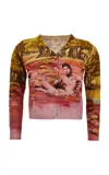 Versace Printed Knit Silk Cardigan In Multi