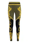 Versace Baroque Print Lycra Leggings In Green