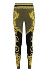 Versace Baroque Print Lycra Leggings In Green