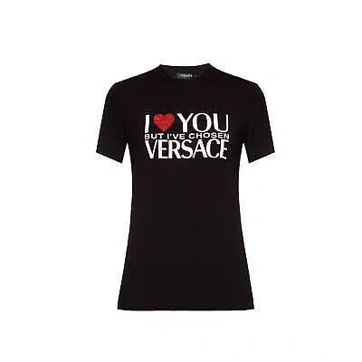 Pre-owned Versace Printed Logo T-shirt In Black