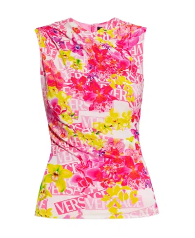 VERSACE PRINTED LOGO TOP