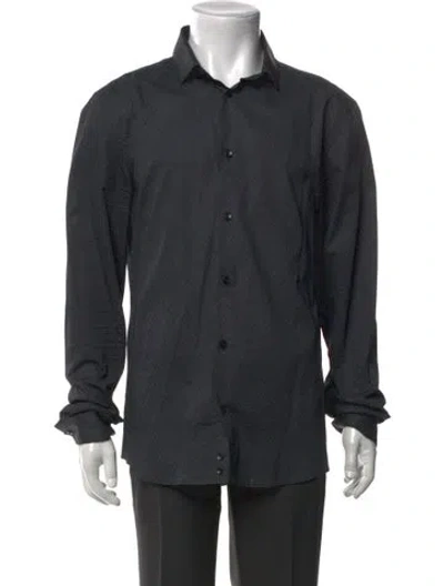Pre-owned Versace Printed Long Sleeve Dress Shirt In Blue
