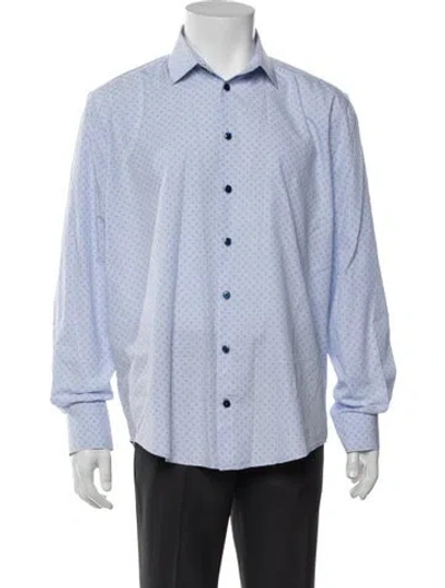 Pre-owned Versace Printed Long Sleeve Dress Shirt In Blue