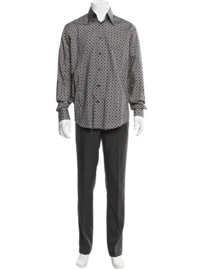 Pre-owned Versace Printed Long Sleeve Dress Shirt In Gray
