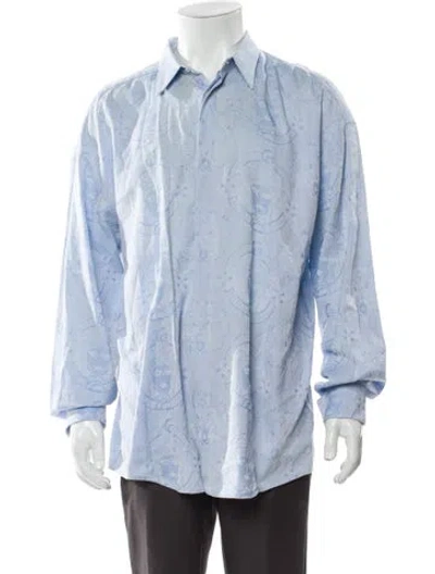 Pre-owned Versace Printed Long Sleeve Shirt In Blue