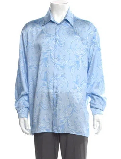 Pre-owned Versace Printed Long Sleeve Shirt In Blue
