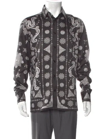 Pre-owned Versace Printed Long Sleeve Shirt W/ Tags In Gray