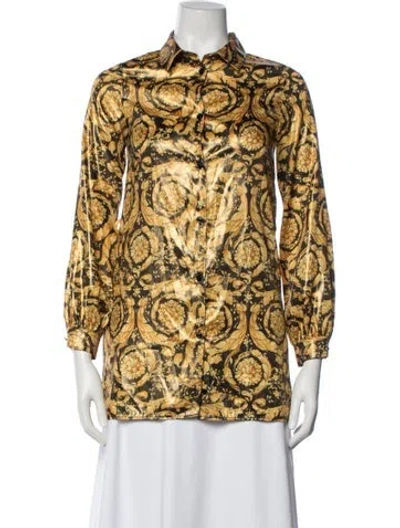 Pre-owned Versace Printed Long Sleeve Top In Multicolor