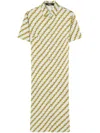 Versace Chain Stripes Fitted Midi Shirt Dress In Neutrals