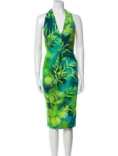 Pre-owned Versace Printed Midi Length Dress In Multi