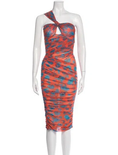 Pre-owned Versace Printed Midi Length Dress In Orange