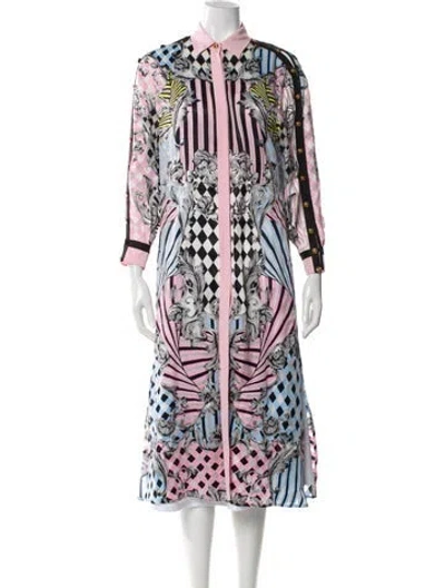 Pre-owned Versace Printed Midi Length Dress In Pink