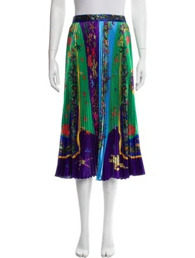 Pre-owned Versace Printed Midi Length Skirt In Green