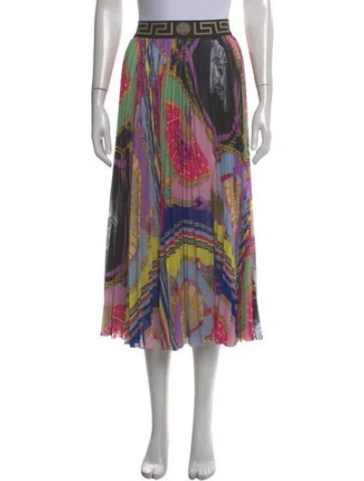 Pre-owned Versace Printed Midi Length Skirt In Multi