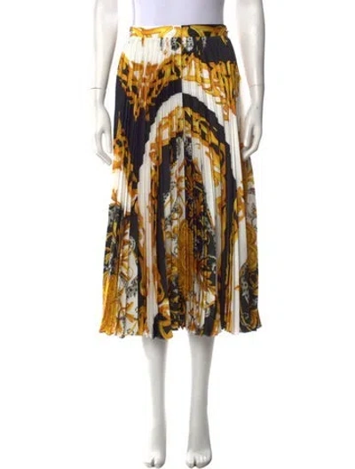 Pre-owned Versace Printed Midi Length Skirt W/ Tags In White