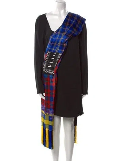 Pre-owned Versace Printed Mini Dress In Black