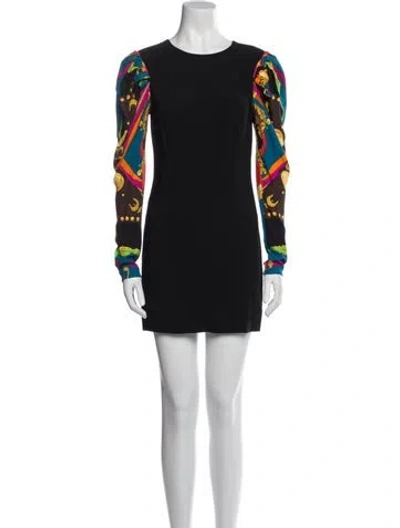 Pre-owned Versace Printed Mini Dress In Black