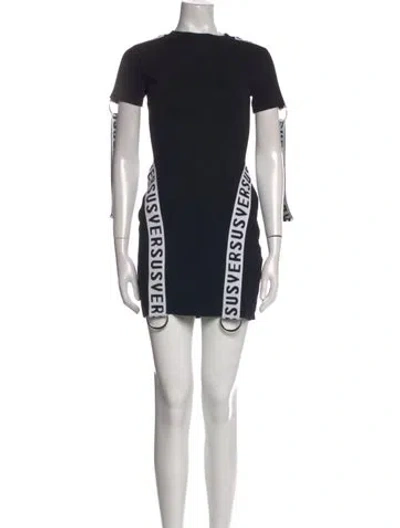 Pre-owned Versace Printed Mini Dress In Black