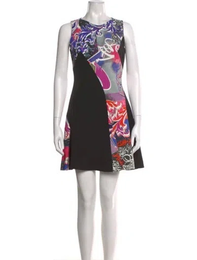 Pre-owned Versace Printed Mini Dress In Black