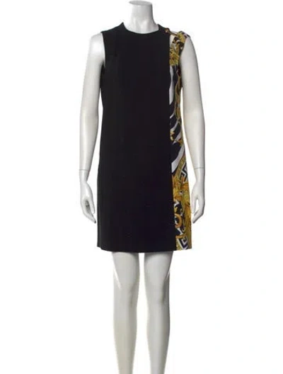 Pre-owned Versace Printed Mini Dress In Black