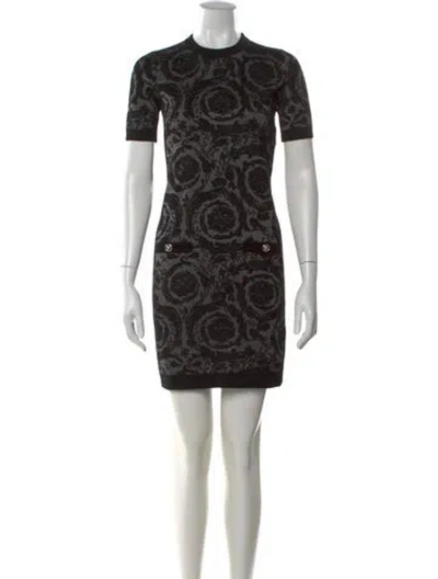 Pre-owned Versace Printed Mini Dress In Black