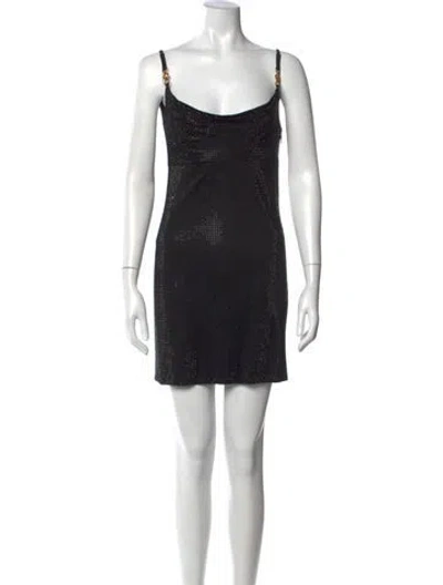 Pre-owned Versace Printed Mini Dress In Black