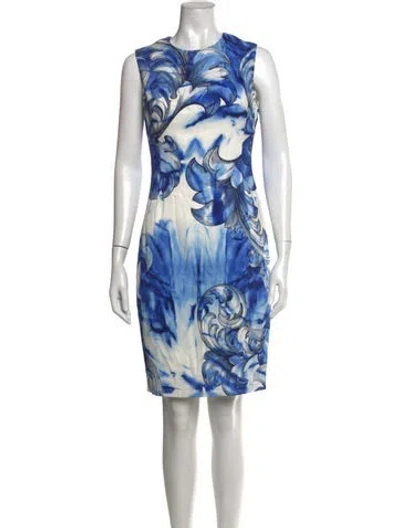 Pre-owned Versace Printed Mini Dress In Blue/white