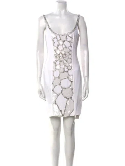 Pre-owned Versace Printed Mini Dress In Neutral