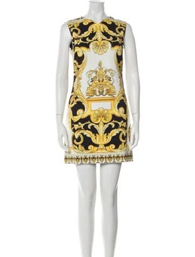 Pre-owned Versace Printed Mini Dress In Neutral