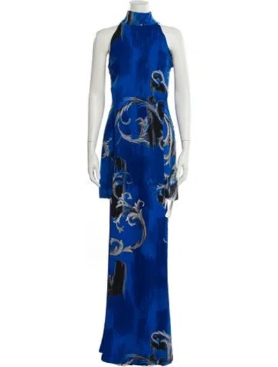 Pre-owned Versace Printed Mini Dress W/ Tags In Blue