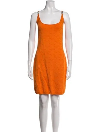 Pre-owned Versace Printed Mini Dress W/ Tags In Orange