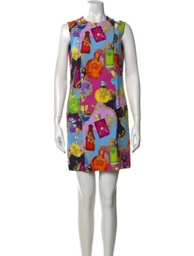 Pre-owned Versace Printed Mini Dress W/ Tags In Pink